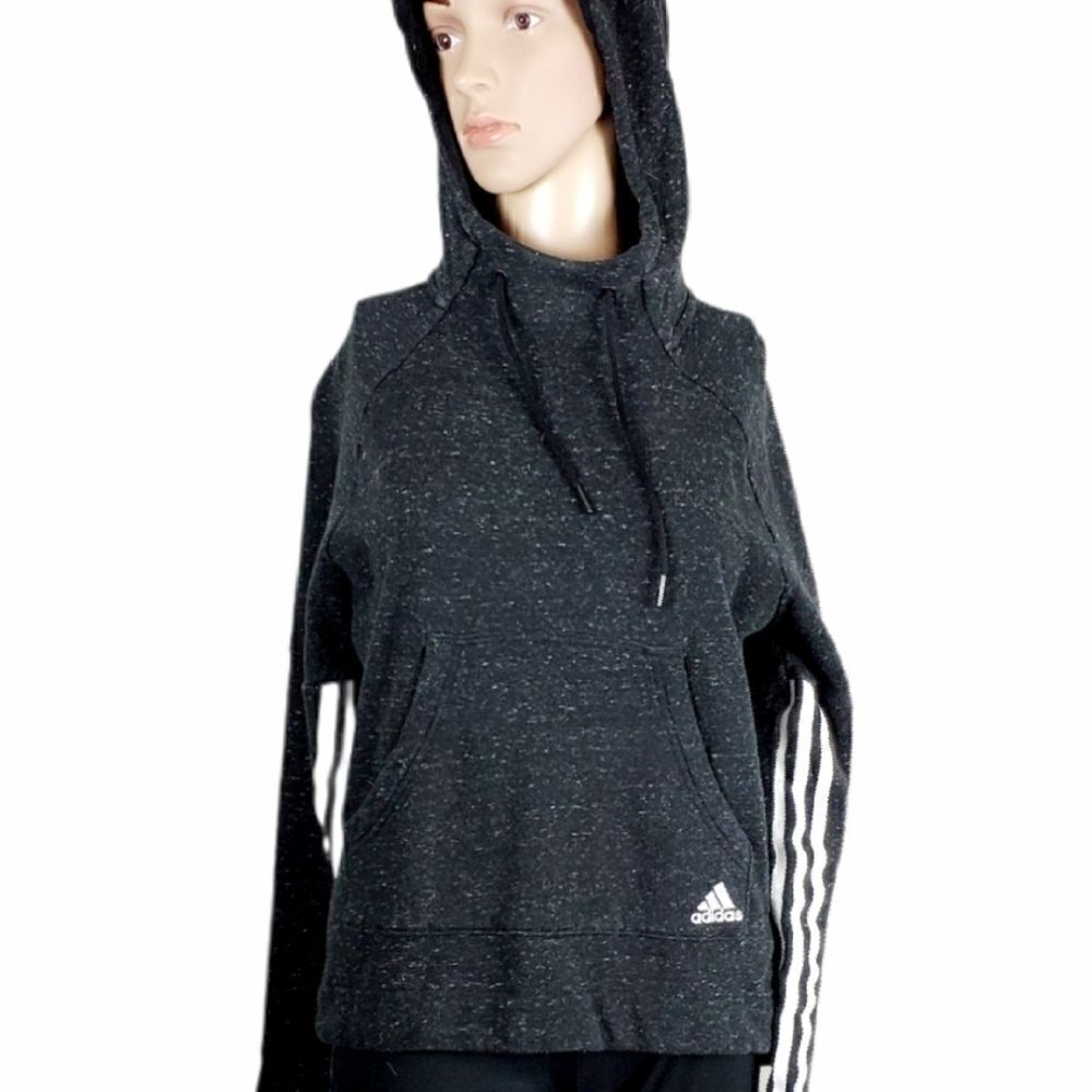 Adidas Black Heather Pullover Hoodie Sweatshirt